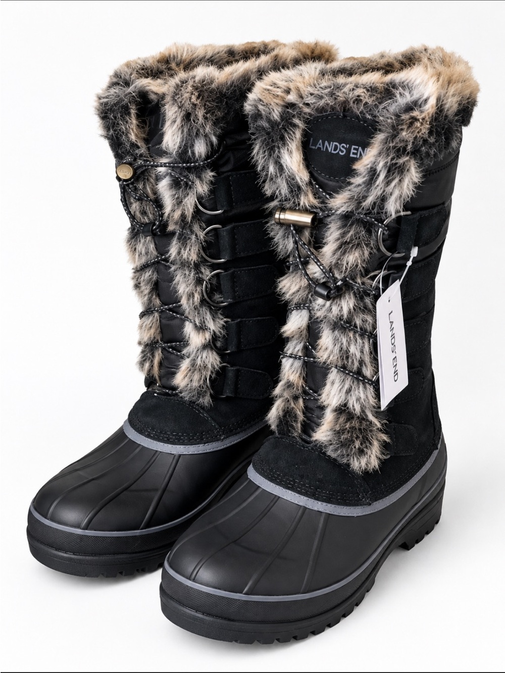 LANDSEND Hillary Snow Boots, Warm Winter Boots, Rugged, Faux Fur With Side Zip